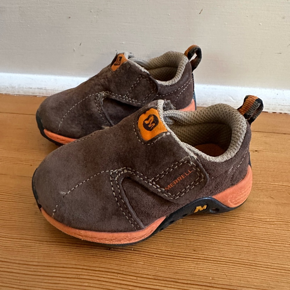 Merrell Brown and Orange Sneakers with Suede Finish